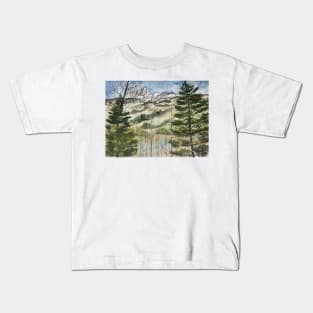 Mountains landscape painting art print Kids T-Shirt